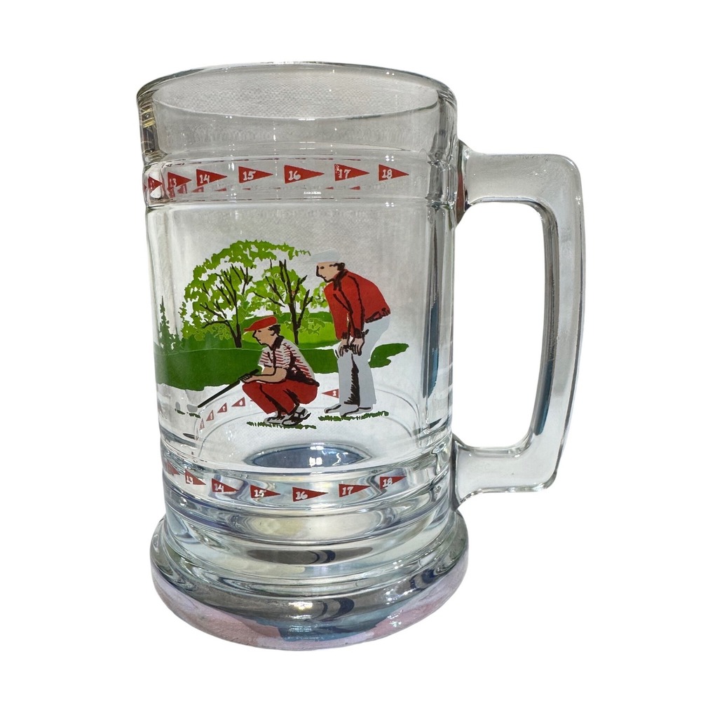 Princess House Golf Beer Mug‎ Clear Vintage Glass Exclusive Made in USA